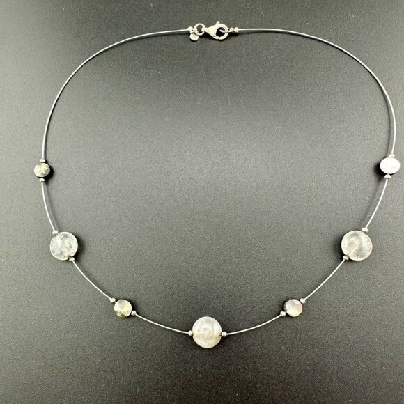 Silpada 925 Sterling Silver Quartz Shell Bead floating Necklace Guc - Picture 1 of 4